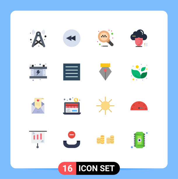 16个主题平色和可编辑的符号图片下载