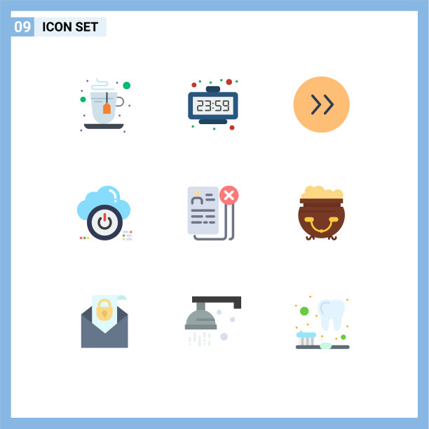 可编辑线包9个简单的平面颜色图片下载