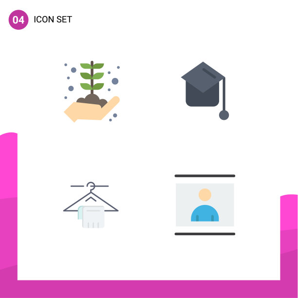 4组平面图标符号和符号图片下载