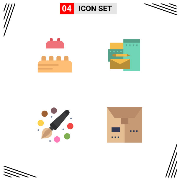 4组平面图标符号和符号图片下载