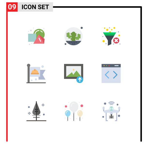 为图像劳动设置9个平面颜色的网格图片下载