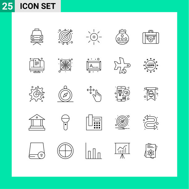 设置25个现代UI图标符号标志图片下载