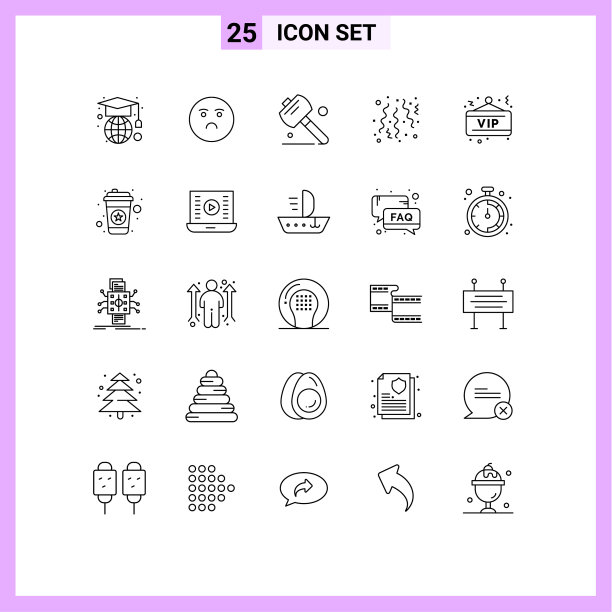 25个主题线和可编辑的符号派对图片下载