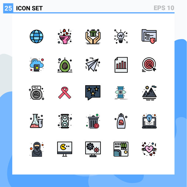 组25现代填充线平面颜色集图片下载