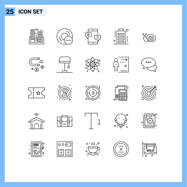 25个主题线和可编辑的符号装置图片下载