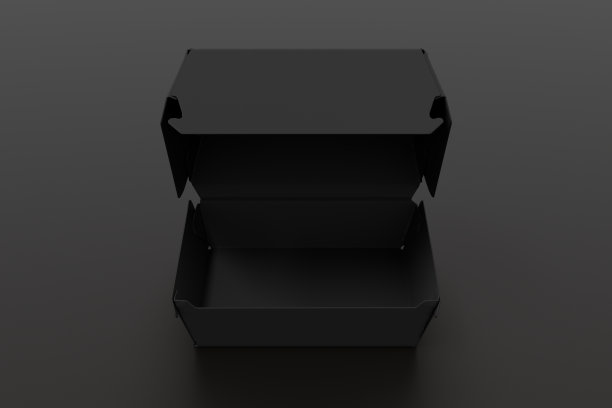 一个黑色的食品盒模型，包装的汉堡，午餐，快餐，汉堡和三明治图片下载