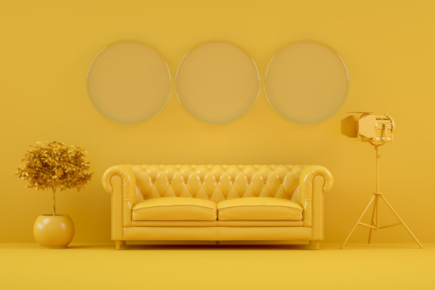 3D室内，客厅，沙发，空玻璃框架图片下载