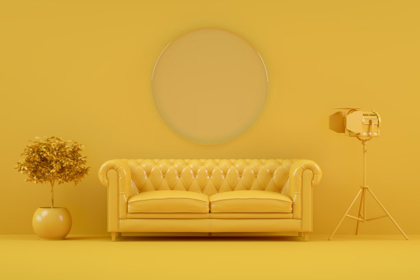 3D室内，客厅，沙发，空玻璃框架图片下载