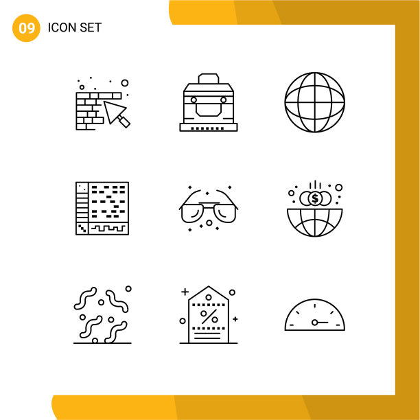 包9个现代轮廓标志和符号图片下载