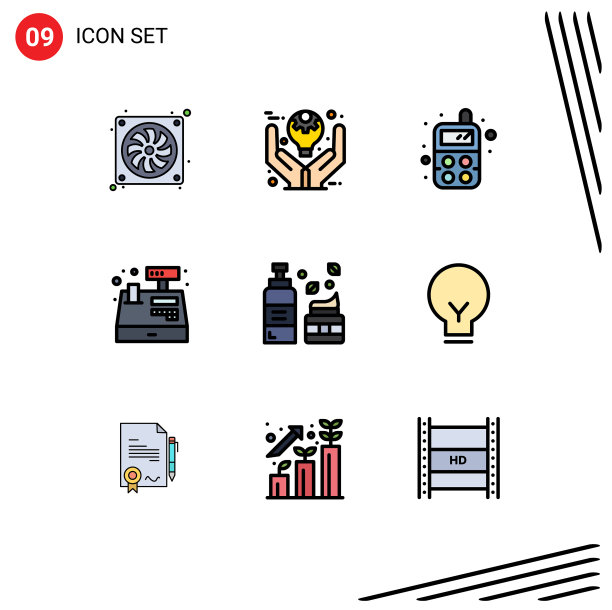 组9现代填充线平面颜色集图片下载