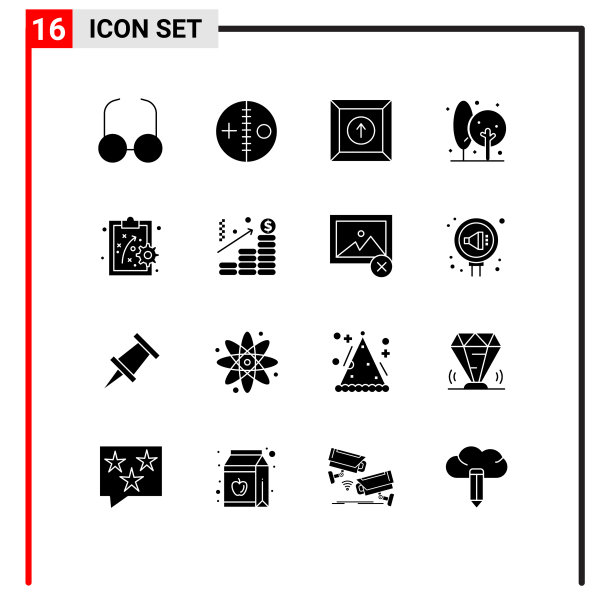 通用图标符号组16个现代立体图片下载