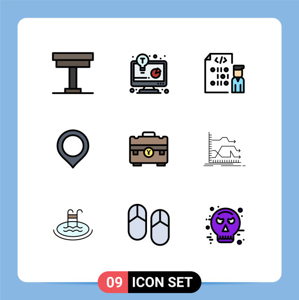 填充线平色包9个通用符号图片下载