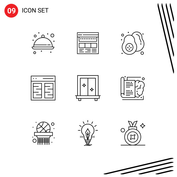 包9个现代轮廓标志和符号图片下载