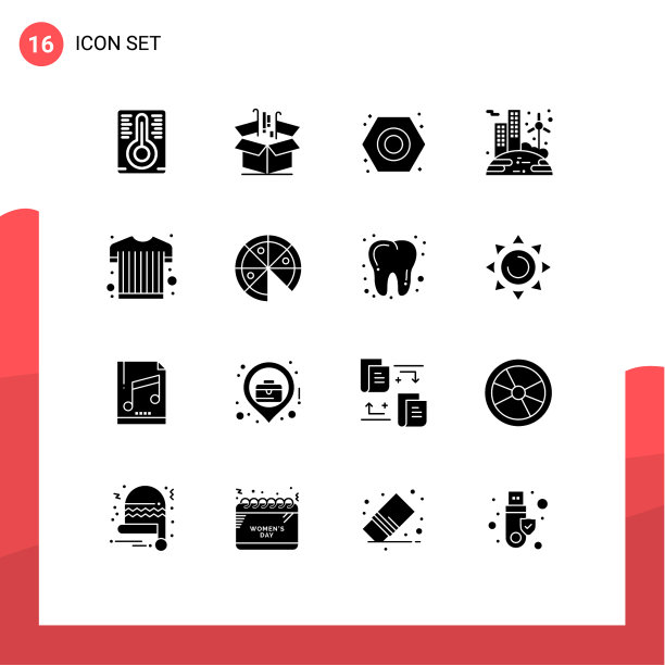 通用图标符号组16个现代立体图片下载