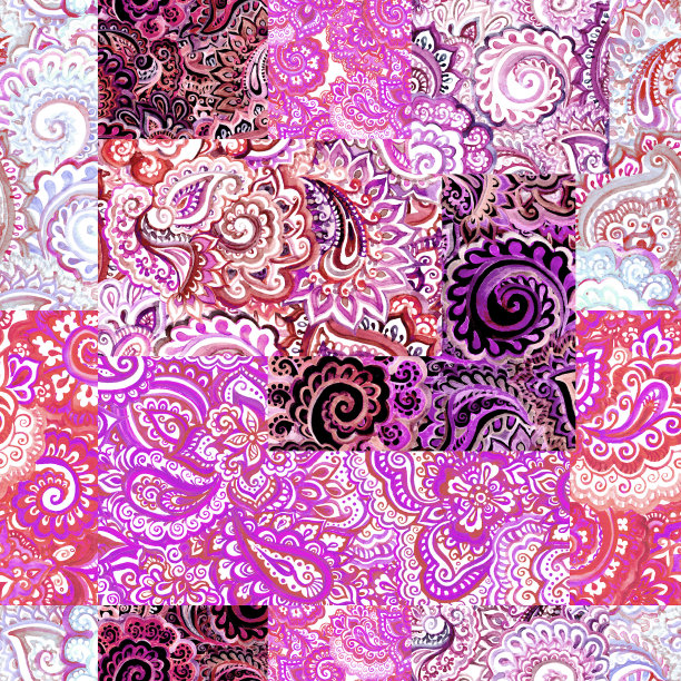 水彩印度花卉图案。阿拉伯语装饰设计图片下载