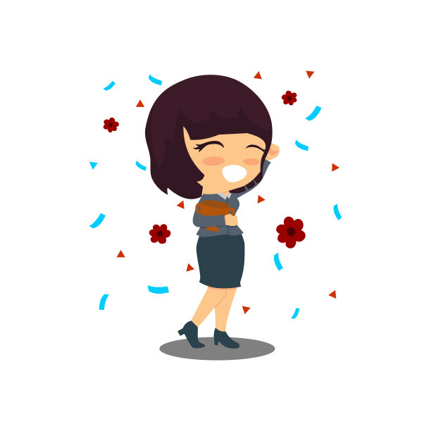 卡通女商人在成功的行动图片下载