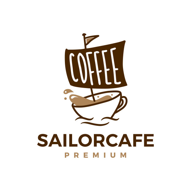 咖啡水手咖啡馆的标志图标图片下载