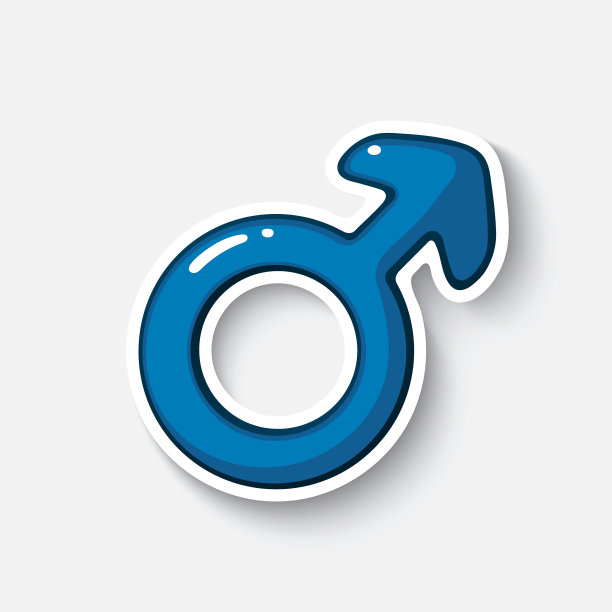 卡通贴纸与男性火星符号图片下载