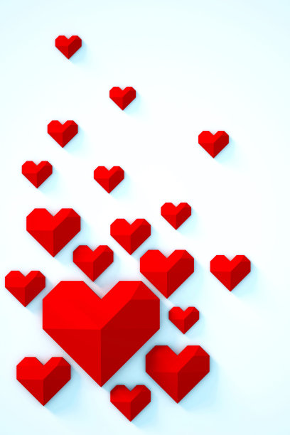 情人节爱心背景，几何造型图片下载