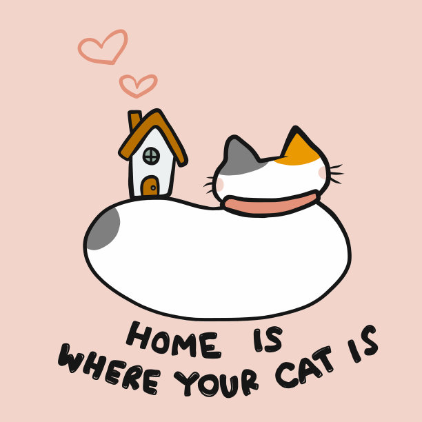家就是你的猫被卡通涂鸦的地方图片下载