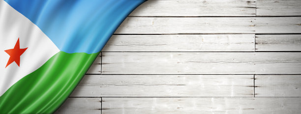 吉布提国旗上的老白墙横幅图片下载