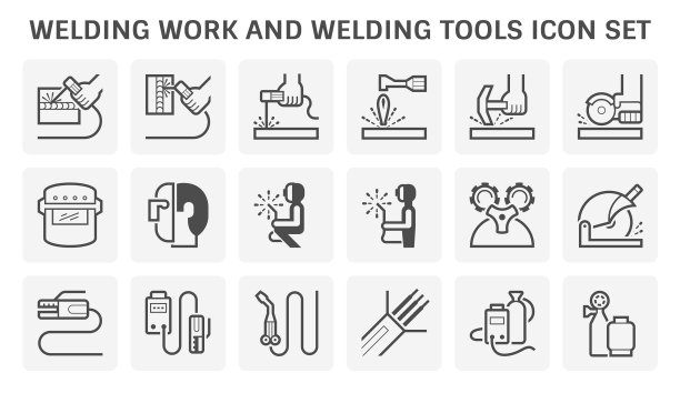 焊接工作和焊接工具图标设计图片下载