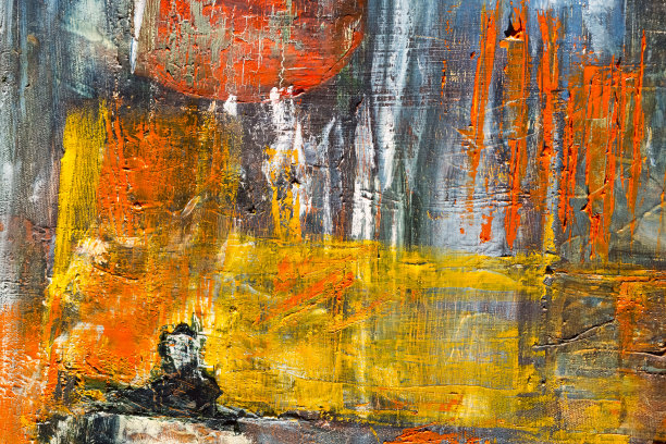 油画艺术色彩鲜艳，油画纹理抽象艺术作品。现代未来风格的壁纸，室内，相册，传单封面，海报，小册子背景。创意图形设计素材图片