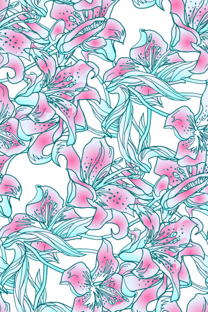 春天色彩柔和的剪影，嫩芽和嫩叶的百合花。图片下载