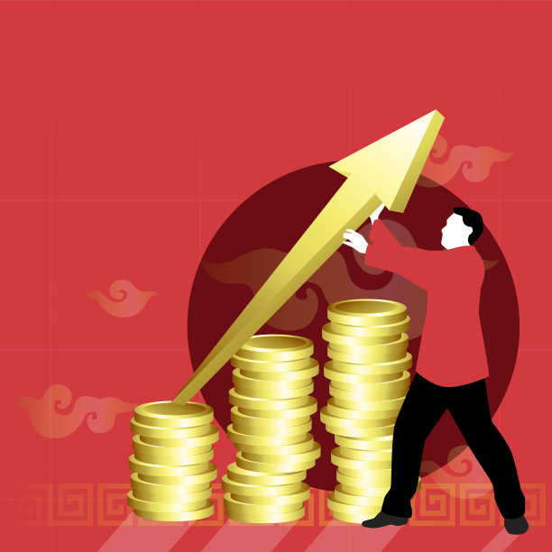 一个男人推动图形在中国新年风格的成功图片下载