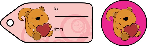 可爱可爱的小松鼠卡通情人节礼物卡图片下载