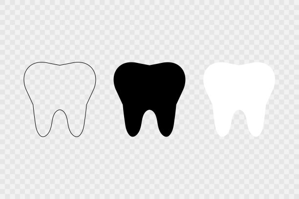 牙齿的图标集。齿线矢量图标。黑牙图标。牙齿医学符号插图图片下载