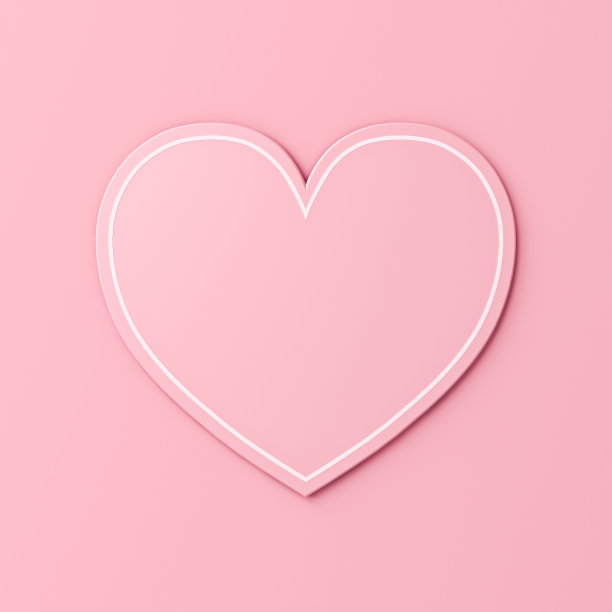 甜蜜的空白心情人节卡孤立在粉色柔和的颜色背景与阴影最小概念图片下载