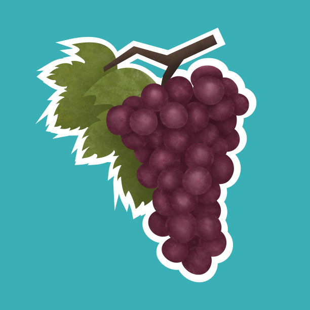 在蓝色背景上分离的葡萄的插图图片下载