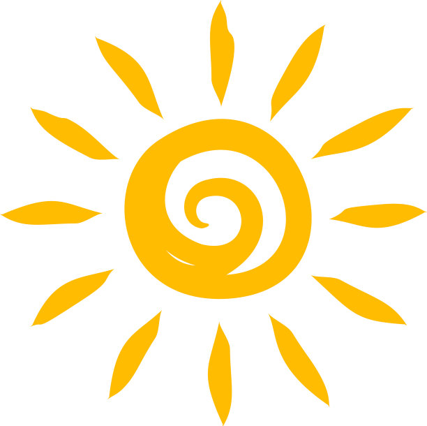 太阳漆成黄色，炙热明亮的阳光标志图片下载