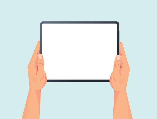 人手持平板电脑与空白触摸屏采用数字设备概念隔离水平图片下载