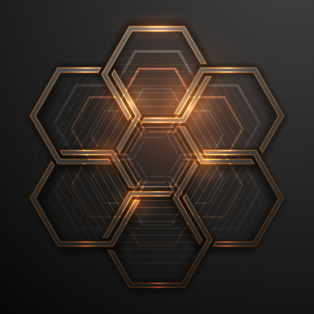 抽象的六角形金色和黑色背景图片下载