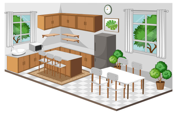餐厅内饰有现代风格的家具图片下载