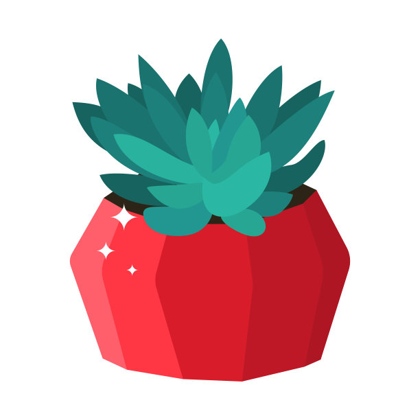 仙人掌，一种绿色的肉质室内植物，在明亮的红色花盆中孤立的背景。矢量图图片下载