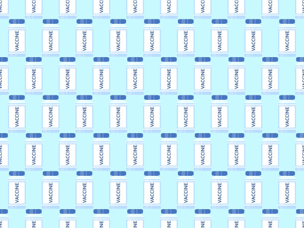 疫苗瓶无缝模式。疫苗接种Covid-19。中东呼吸综合征。矢量图图片下载
