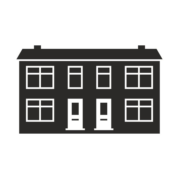 半独立式房屋图标。房屋。财产。房地产。图片下载