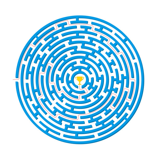 迷宫游戏。圆迷宫拼图。找到正确的方法、路径或解决方案。矢量插图。图片下载
