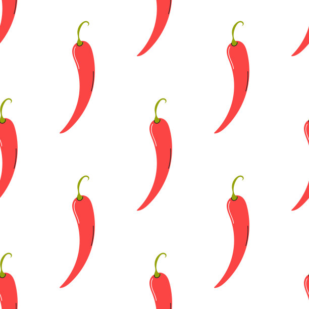 白背景上的红辣椒。向量无缝模式图片下载