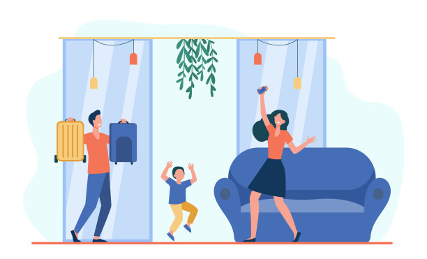 快乐的家庭和孩子庆祝假期图片下载