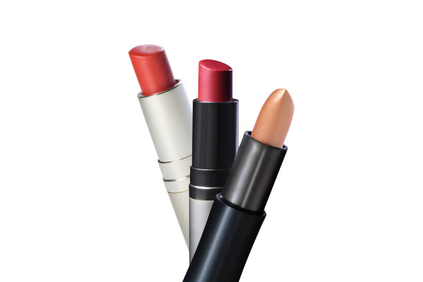 彩色的口红上的白色背景。化妆的概念图片下载