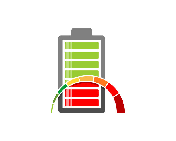 带有电池充电标志的速度计图片下载