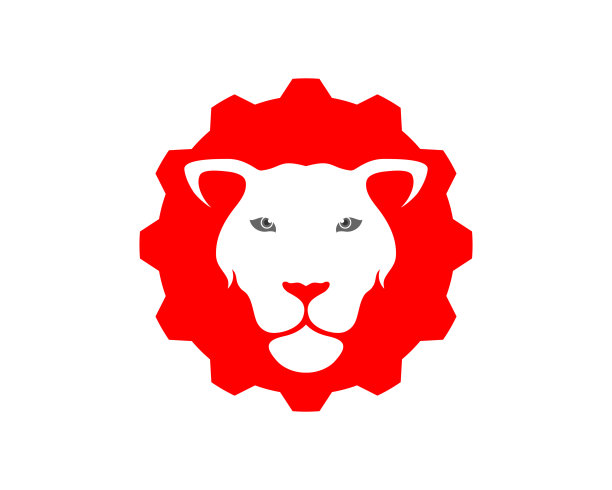 狮子头与齿轮形状标志图片下载