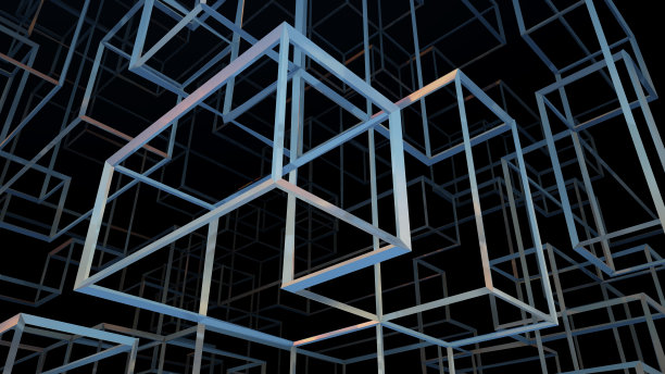 线条几何方块结构技术背景3D插图图片下载