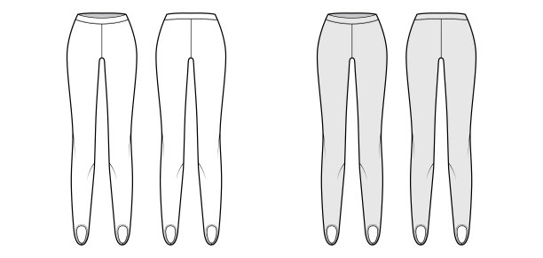 马镫裤针织技术时尚插图低腰，上升，全长。平底运动训练裤图片下载