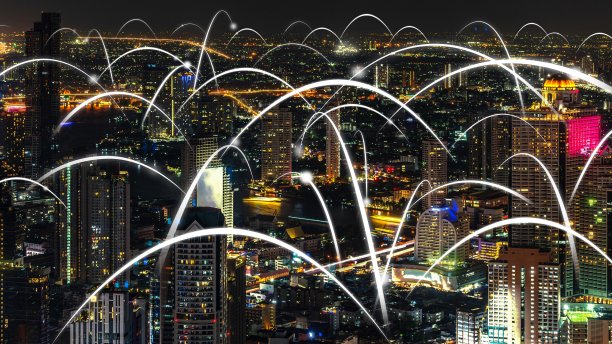 全球化的智能数字城市抽象图形显示连接网络图片下载