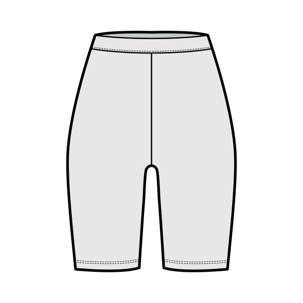 自行车短裤技术时尚插图与正常的腰，上升，大腿长度。平底运动训练裤，休闲针织图片下载